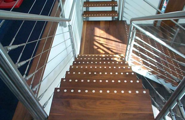 Walnut Stairs with Inlays